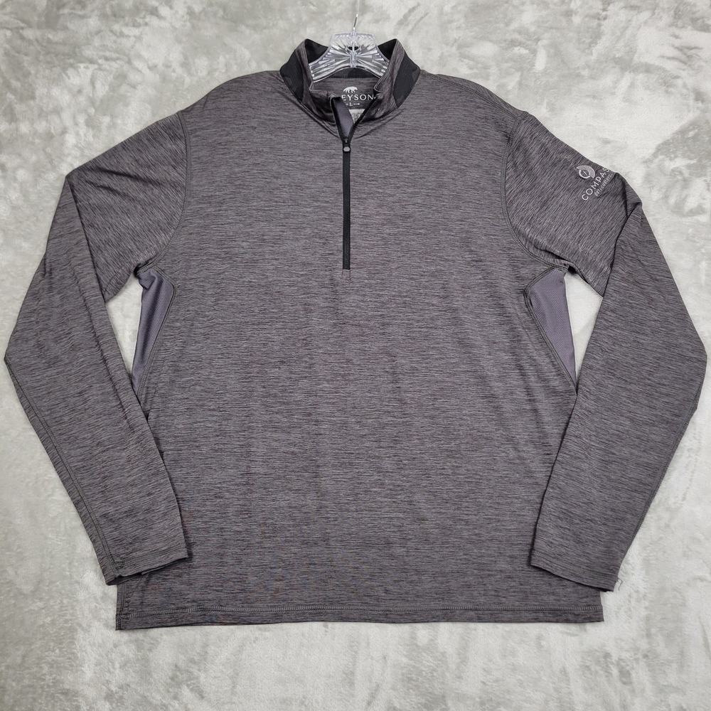 Greyson 1/4 Zip Pullover Men's Large Gray Heather Performance Golf Stretch Logo